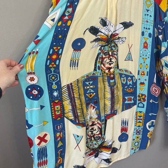 Terranova Vintage 90's Button Down Mens Large Aztec Natife rayon - Picture 4 of 8